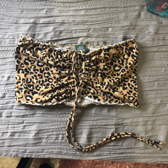 cheetah print ruched crop top